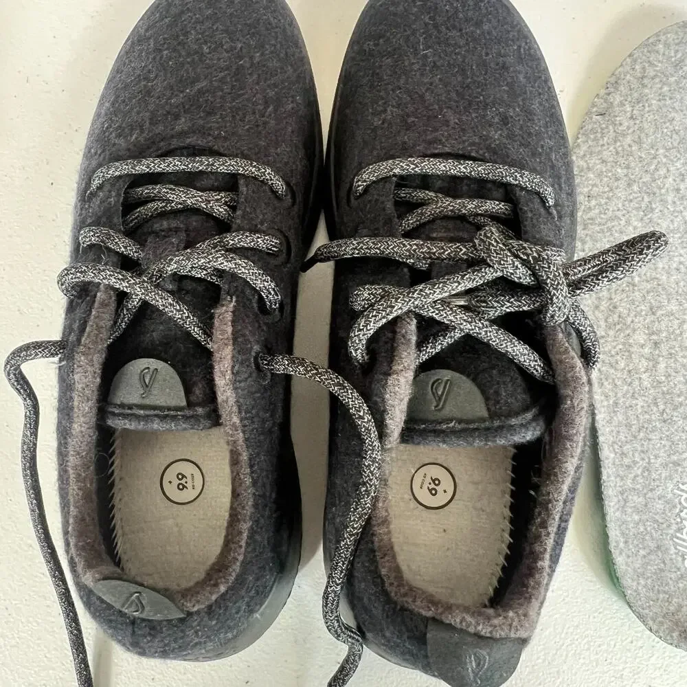 Allbirds Sneakers Shoe Mens 8 Influencer Grey Black Wool Lace Up Lightweight